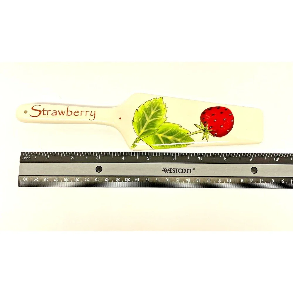 Pier 1 Imports Strawberry 11” Ceramic Cake Stand & 9.5” Server Hand Painted-Excl